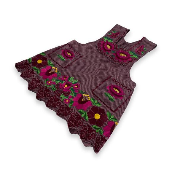 Pink Mexican Embroidered Apron – Premium Cotton Blend Apron with Fucsia Floral - Picture 5 of 8